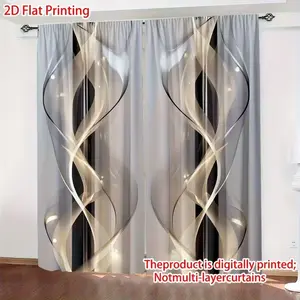 2 Piece Set Flat Layerless Curtains, Polyester Material High Definition Digital Print Art Design, Transparent for Bedroom Living Room Office Home Decor, Home Decoration Curtain