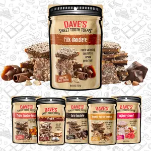 Dave's Sweet Tooth Small Batch Toffee 1/4lb Pouch - Soft & Crunchy Chocolate Almond Toffee