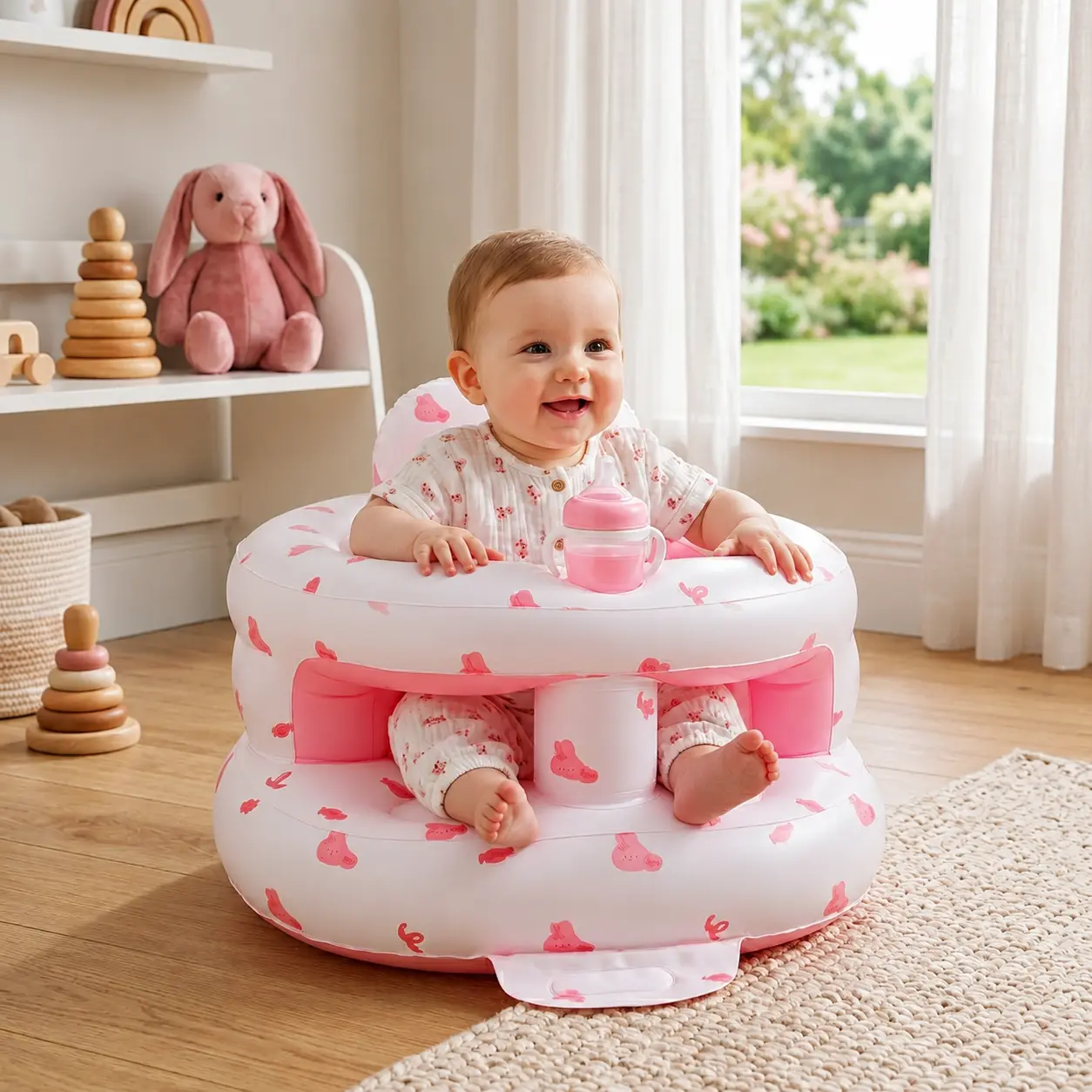 Upgraded Inflatable Baby Seat for Babies 3-36 Months, Inflatable Baby Chair Sit Me Up Floor Seat for Baby, Back Support Baby Seats for Infants for Sitting Up with Built in Air Pump