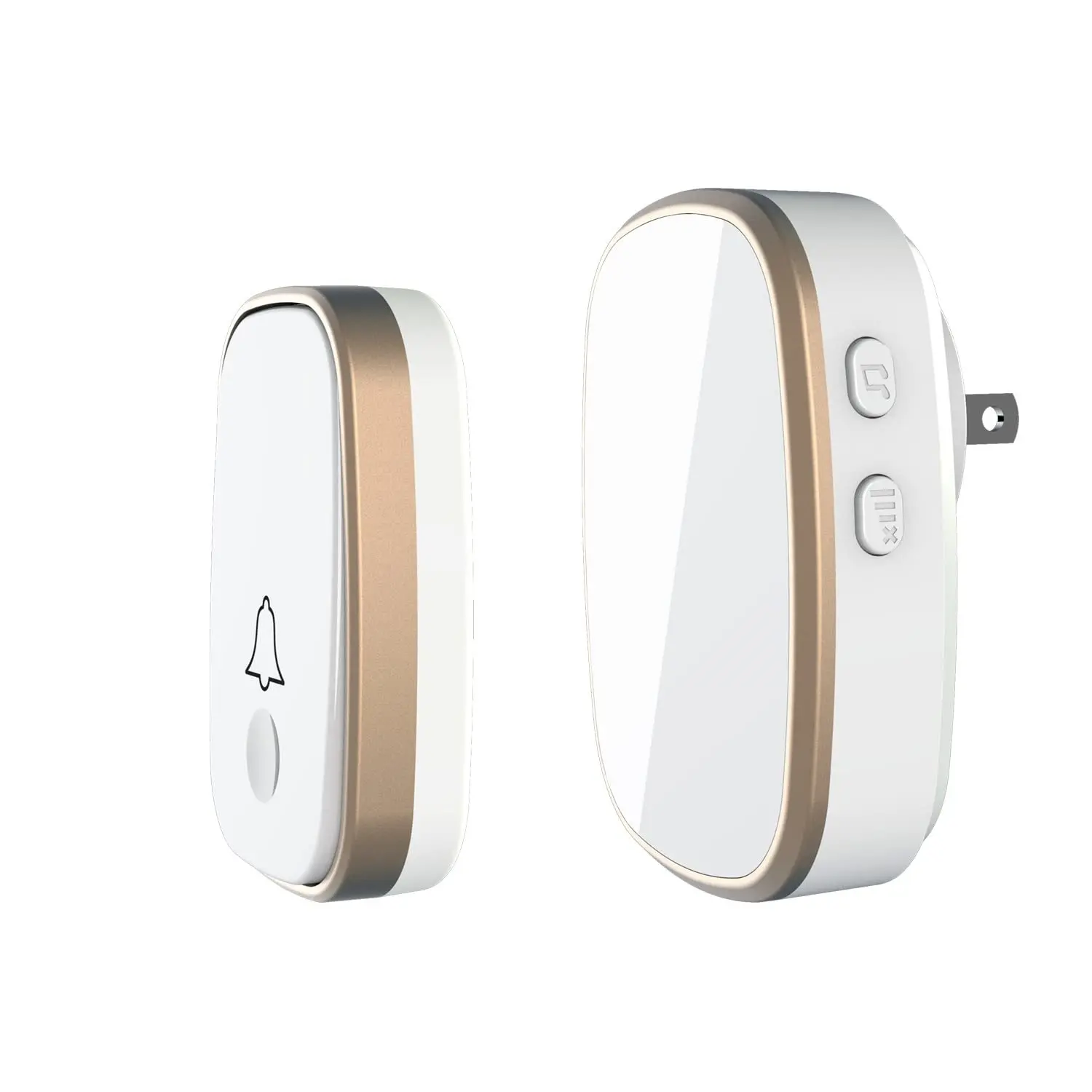 Wireless Doorbell Door Hardware Transmitter & Receiver Set - 1000ft Range, 52 Ringtones & Adjustable Volume, 5 Adjustable Volume Levels, Loud Chime Alert, Mute Mode, Sensitive LED Strobe Alerts, Illuminated Halo, Easy Installation for Home, Apartments