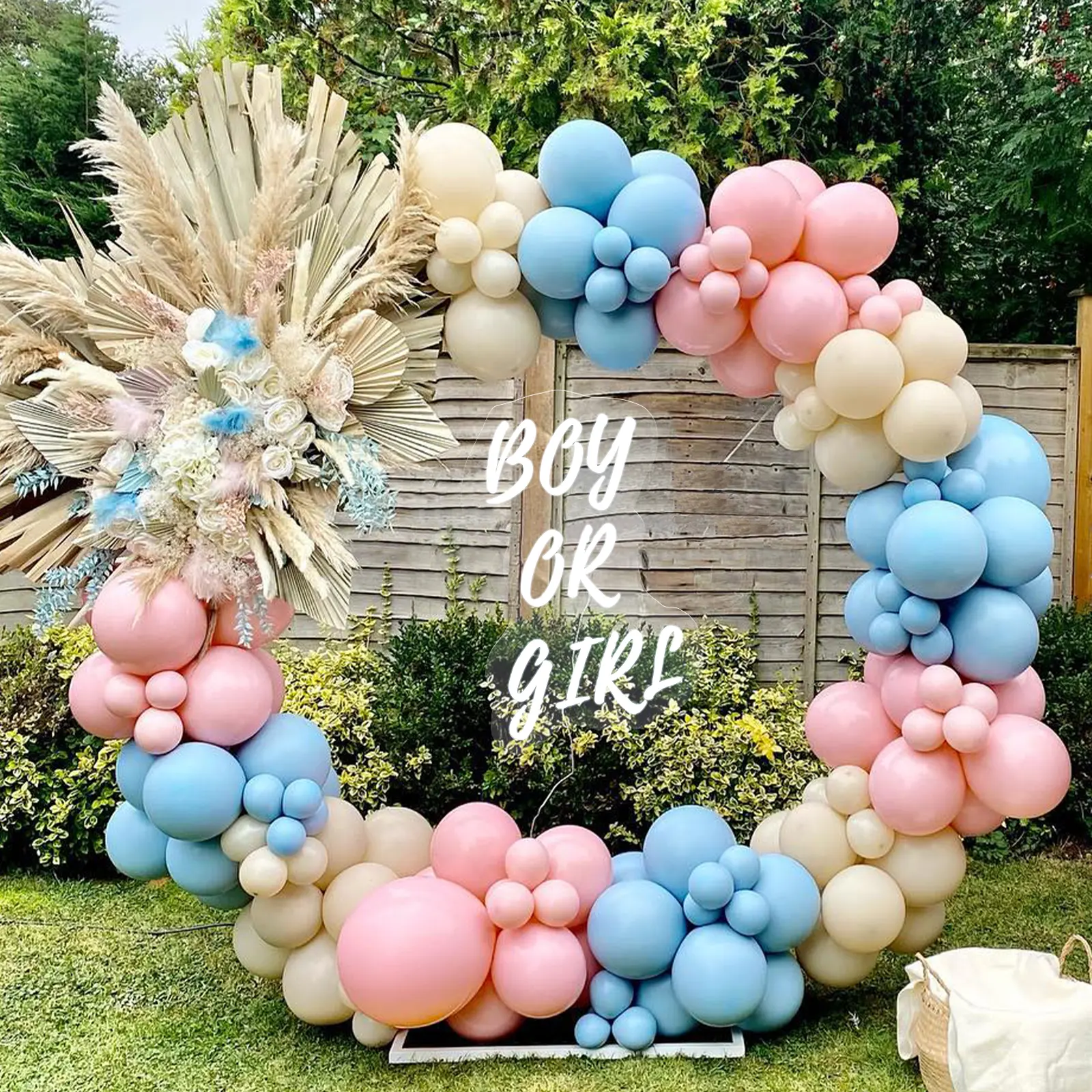 138pcs Pink-Blue Balloon Arch & Garland Set, Festive Letter Balloons with Backdrop, Baby Shower Centerpiece Supplies for Gender Reveal Events, Balloon Garland