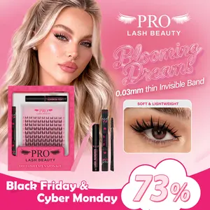 73% Hot Fresh Launch ProLashBeauty Lash Clusters Sunrise Long Lasting Eyelashes Extensions Kit DIY lashes Extensions C D Curl Invisible Band Beginners Manga Lashes Tweezer & Glue & Remover all in one for DIY Eyelash at Home TikTokShopBlackFriday