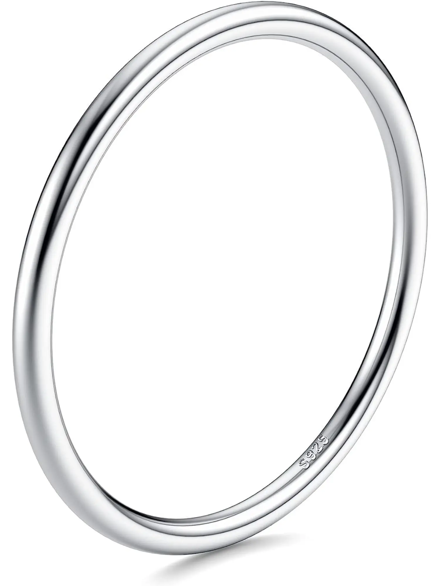 1 Pc 1mm Thin Ring S925 Sterling Silver Ring Stacking Midi Thumb Knuckle Pinky Ring Polished Plain Minimalistic Point Finger Band Ring for Women Girls Comfort Fit Size 5 To 11 Stackable Ring