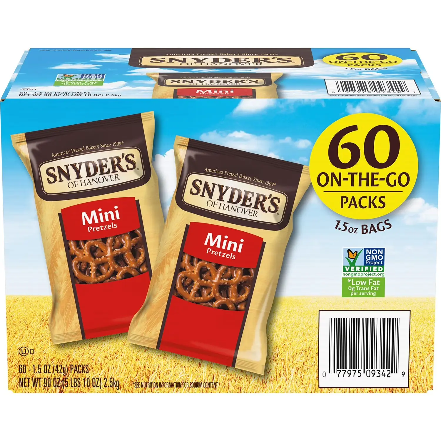 Snyder's Mini Pretzels, 1.5 oz., On-The-Go 60 packs.