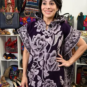 Gabán de $35- pancho Hand Embroidered in Mexico, Vibrant Mexican Floral Design, Comfortable & Colorful, One-of-a-Kind Artisanal clothing