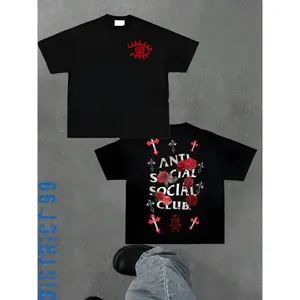Anti Social Club Graphic Cropped T-Shirt For  Men, Women  T-Shirt Letter New Streetwear Clothing Harajuku T-Shirt Tee, Y2K Style Casual