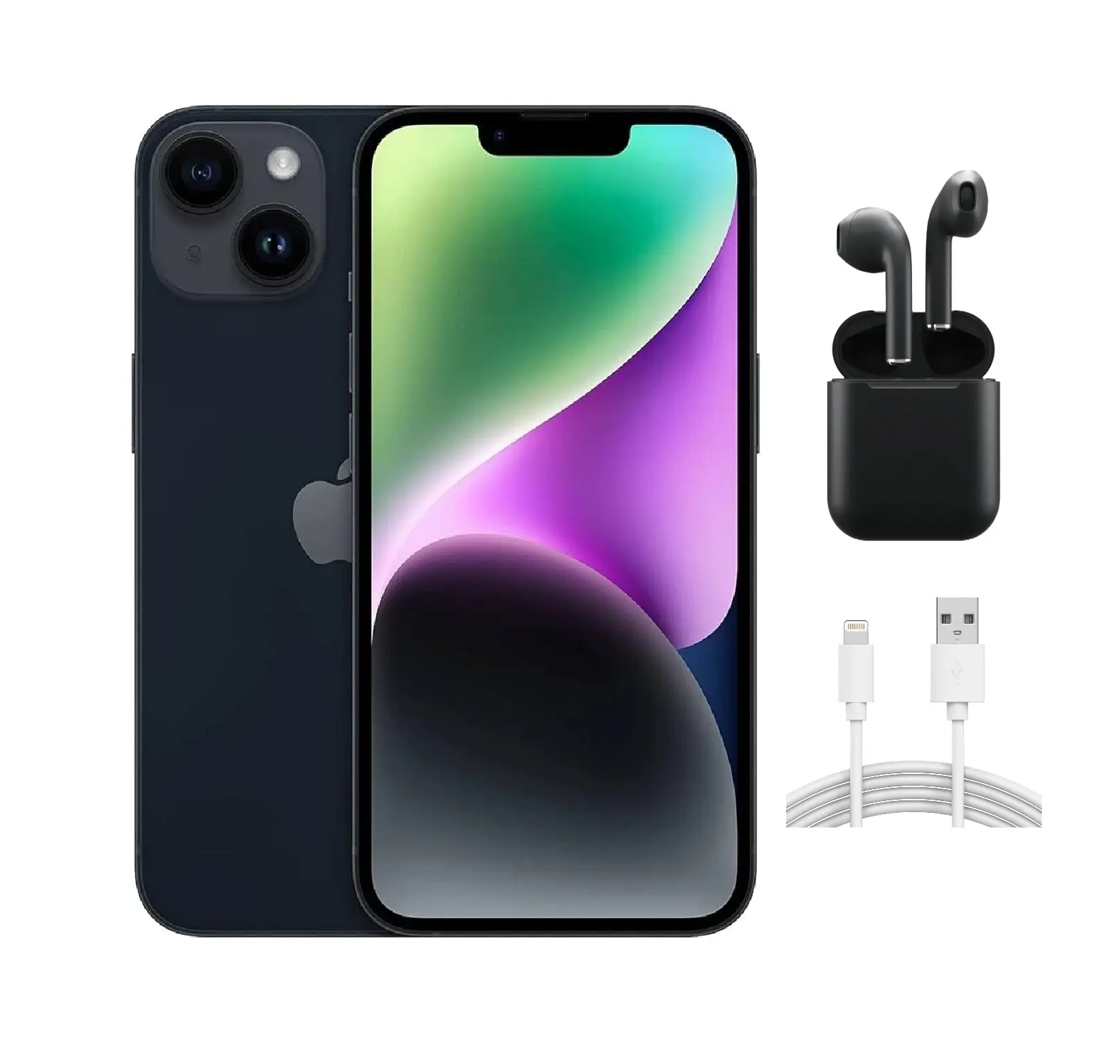 Refurbished Apple iPhone 14 (Fully Unlocked) A2649 Good Condition with Wireless Earbuds & 1 Year Warranty