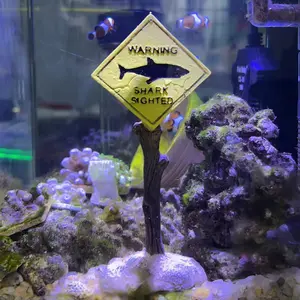 Aquarium Decor Resin Shark Sign, Fish Tank Landscape Ornament, Realistic Marine Life Decoration, Micro Landscape Accessory