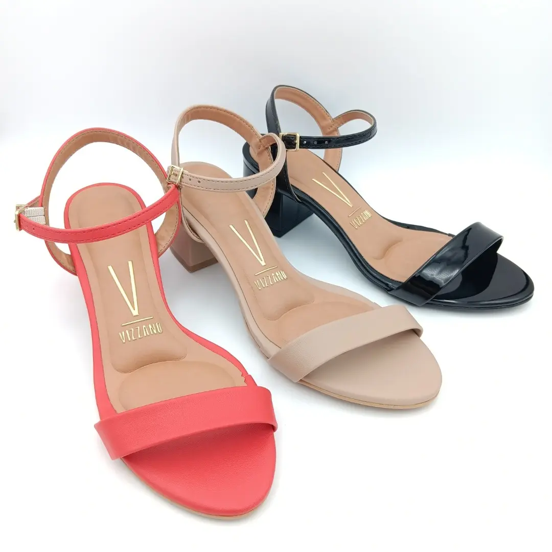 Vizzano Women's Elegant, Comfortable Low Square-Heel Open-Toe Ankle Sandals - Stylish Women's Shoe & Footwear