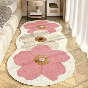 Flower Pattern Rug for Girls' Room, Floral Area Rug, Modern Simple Style Carpet, Soft Comfortable Plush Mat, Ideal for Living Room Bedroom Porch Bathroom