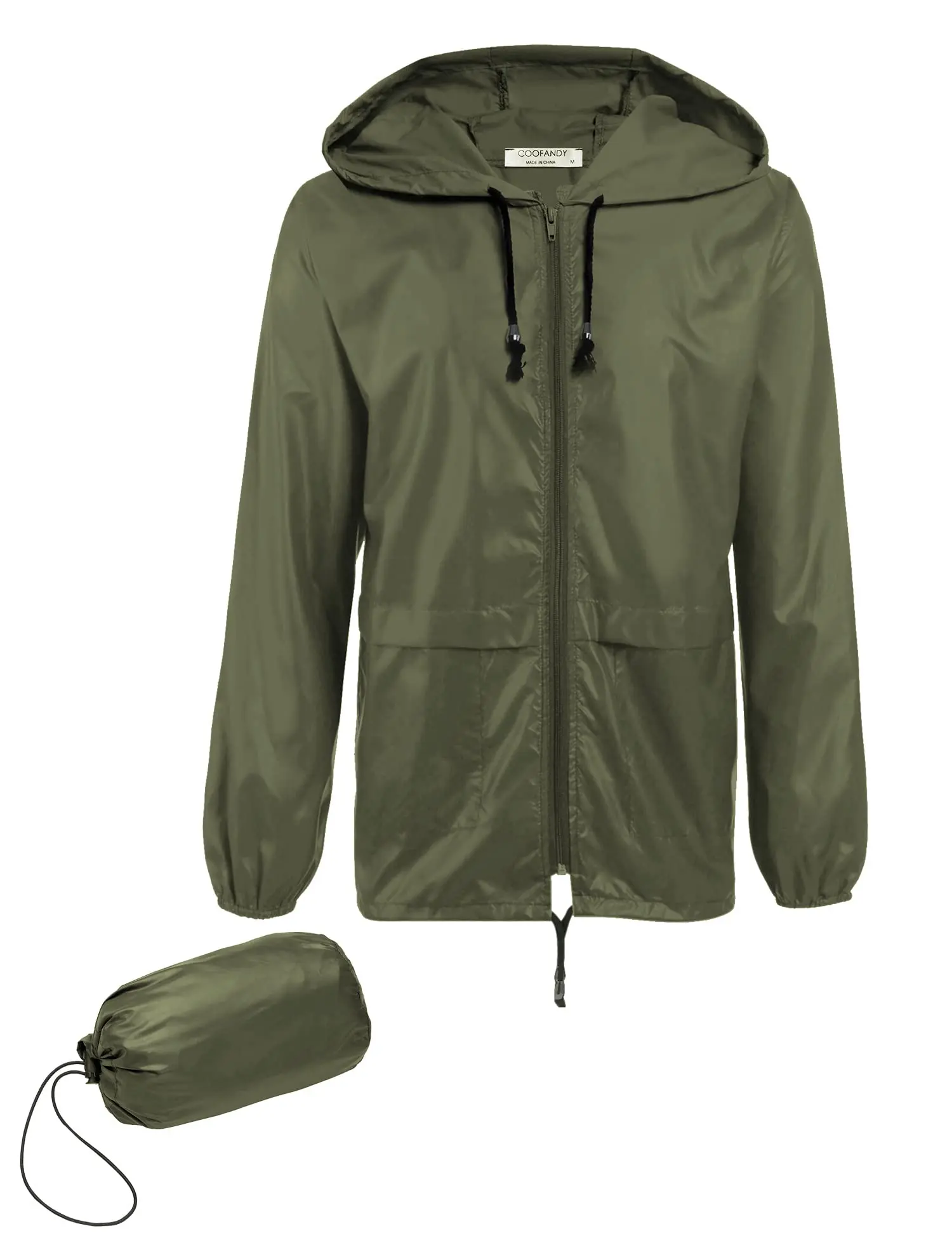COOFANDY B Mens Packable Rain Jacket Lightweight Waterproof Raincoat with Hood Outdoor Rain Gear Travel Hiking Cycling