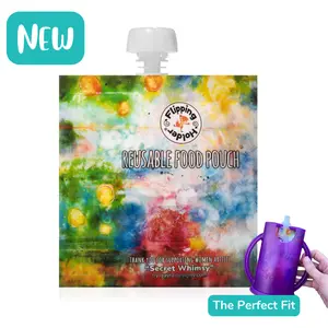 Reusable Pouches for purees and smoothies with size zip closure for no leaks and easy filling