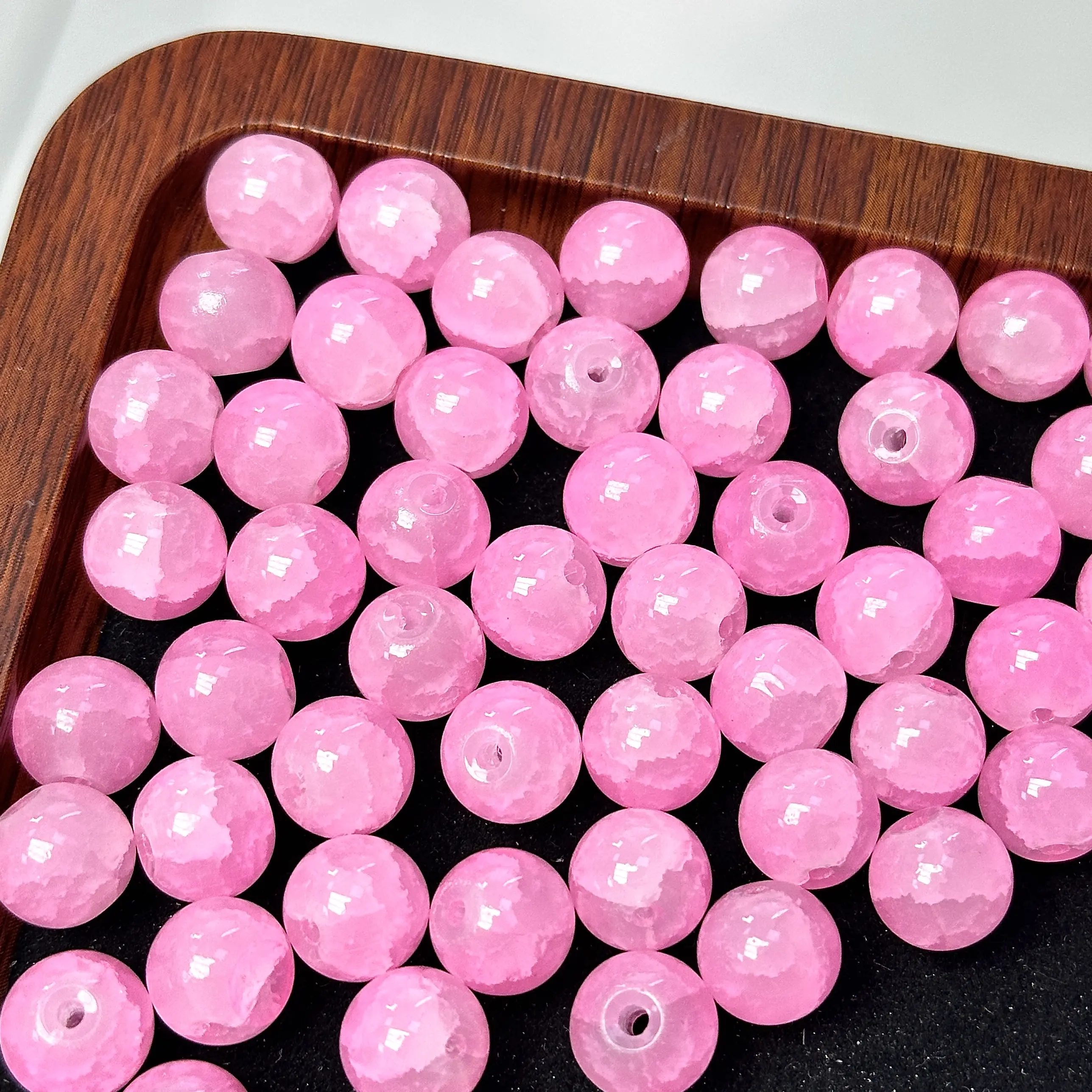 【DIY09】10mm Blush Pink Crackle Look DIY Beads, 50ml Beading Supplies for Jewelry Beads Making