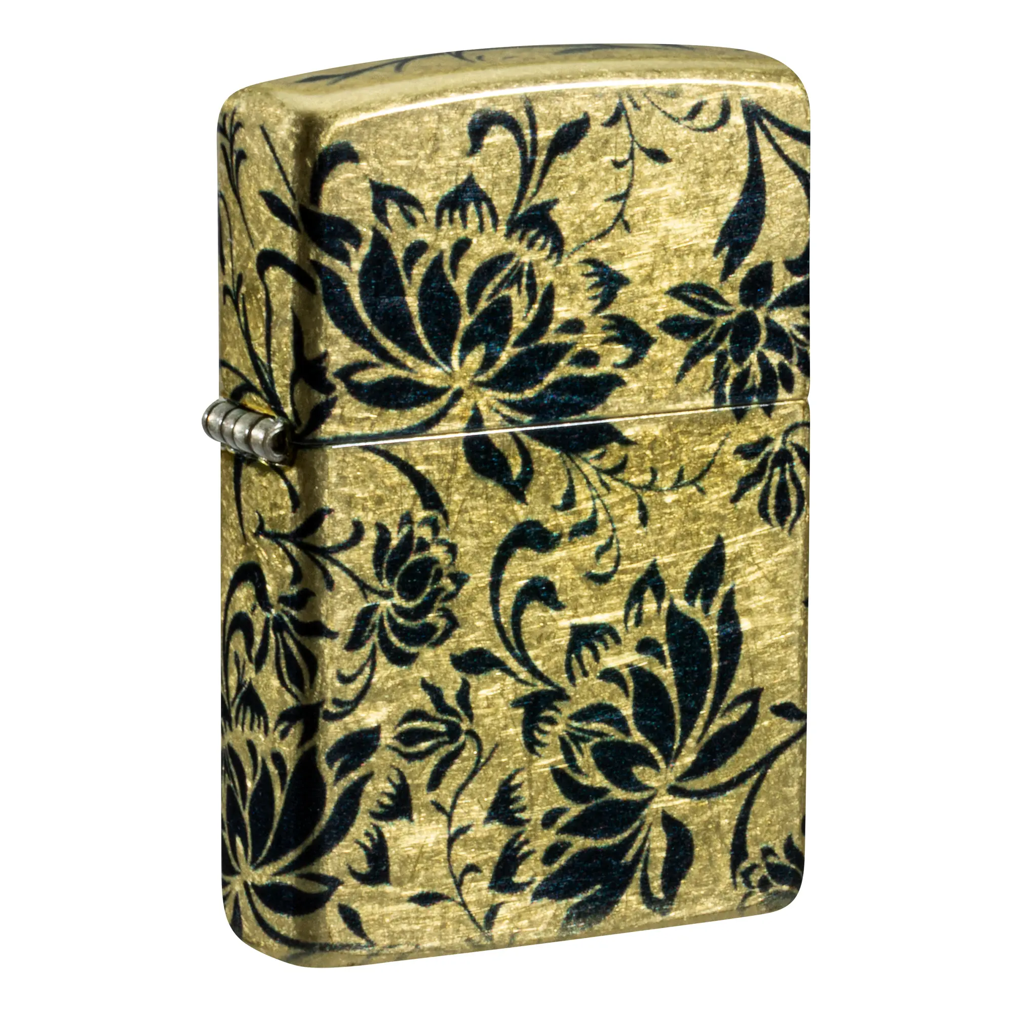 Zippo Lotus Print Design Pocket Lighter - Made in USA - Unfilled (fuel sold separately), Gift, Metal