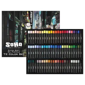 SoHo Urban Artist Oil Pastels Set of 72 - Extra Soft, Blendable, Highly Pigmented and Vibrant, Ideal for Artists, Professionals, Students - Suitable for Drawing, Sketching, Layering, and Scraping