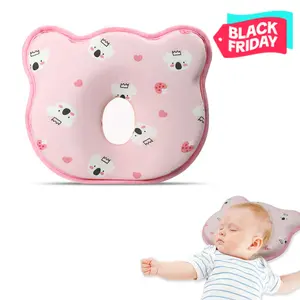 Memory Foam Baby Pillow for Newborn Flat Head Baby Pillow Machine-Washable Neck Support Prevent Flat Head Cotton
