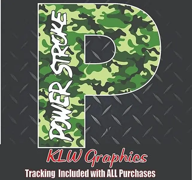 Powerstroke P Green Camo Print Full Color Decal Sticker Turbo Diesel Truck 6.0 6.7 7.3 Crew Double Cab