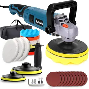 【SummerVibes】1600W 6/7-Inch Rotary Car Buffer Polisher ，7-Speed (1000-3500 RPM) with Detachable Handle for Car, Boat Sanding, Polishing & Waxing Power Tool