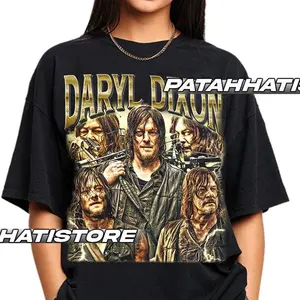Menswear Classic Round Neck Daryl Dixon Limited Vintage Cotton Fabric T-Shirt - Unisex Casual Fitted Medium-Length Top, Ideal Gift for Adults