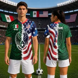 Custom Half USA Half Mexico Soccer Jersey, Personalized Soccer Jersey, Mexico USA Binational Football Jersey, Soccer Fan Gift Jersey