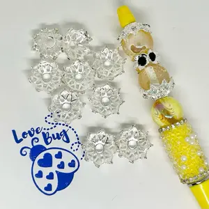 10 pcs quality metal Silver and Rhinestone Beadcaps for DIY Projects Enhance Any Pen or Craft with Sparkling Elegance