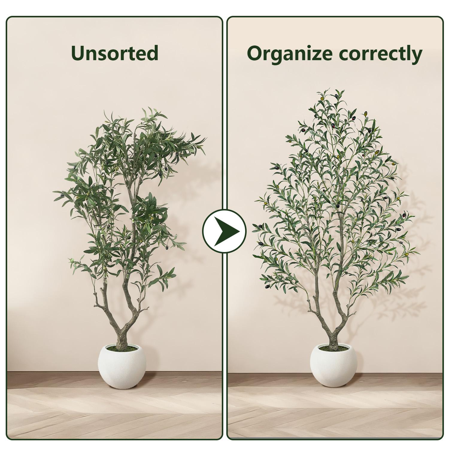 Realistic Artificial Olive Tree with Thick Trunk & Lifelike Fruit – 5/6/7/8FT, Perfect for Home & Office Décor with Round White Pot（Plastic Basin）