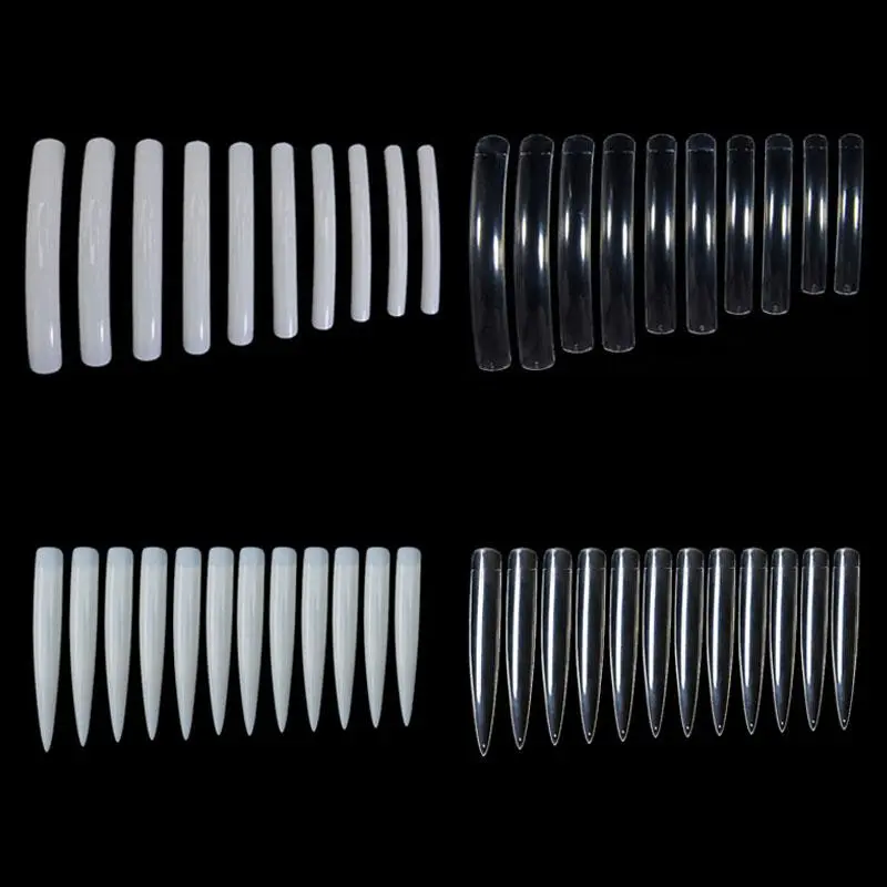 10/50Pcs Extra Long Fake Nail Half Cover Nail Tips Sharp Shape False Nails Tips Natural Clear Long Cuspidal DIY Nail Art Tools