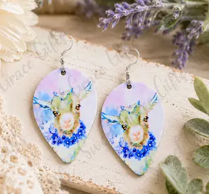 Watercolored Goat Earrings