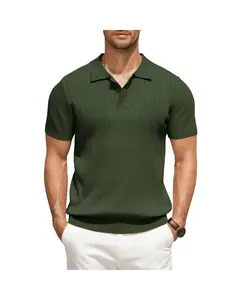 COOFANDY Men's Knit Polo Shirts Short Sleeve Ribbed Knitted Shirt Summer Lightweight Casual Golf Shirts