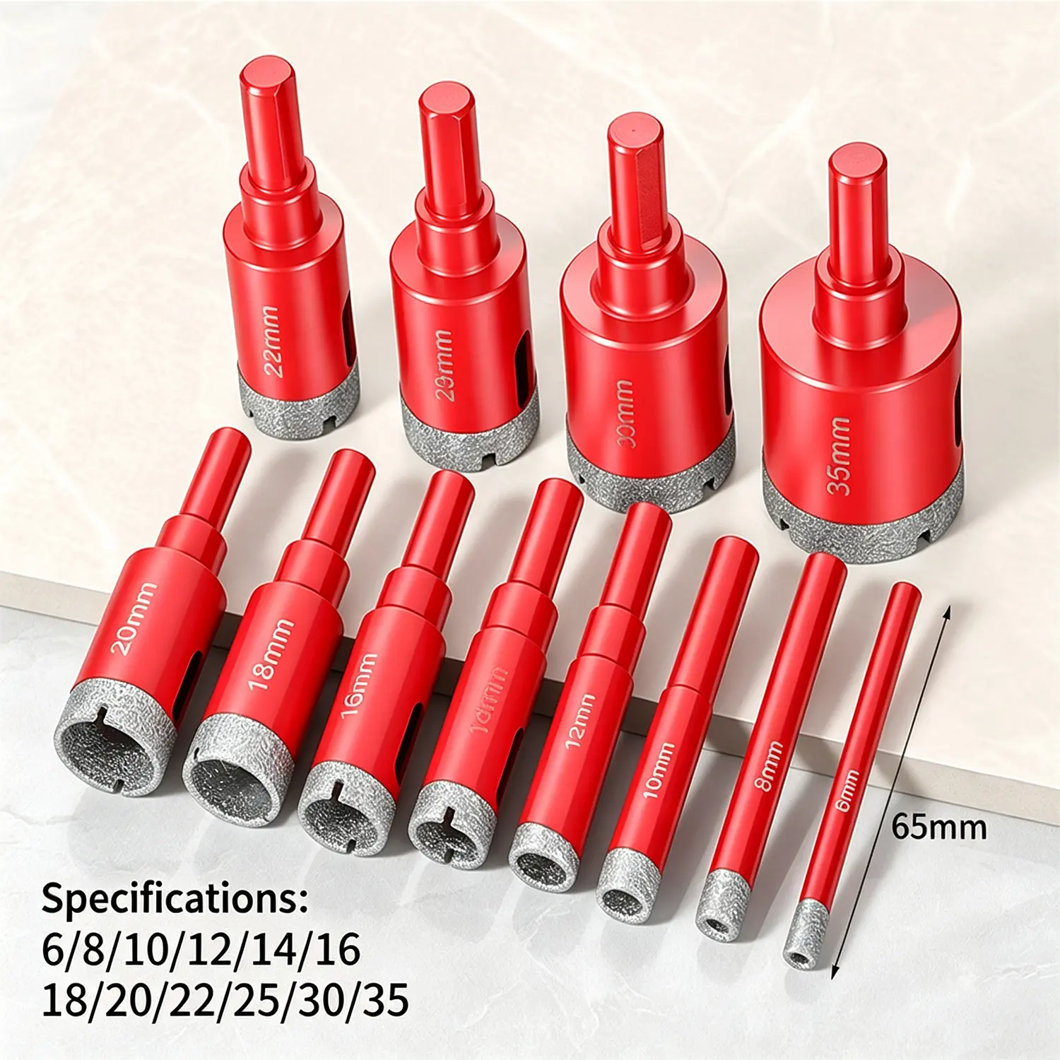12 Brazed Diamond Hole Saws Set (6mm to 35mm) - Diamond Drilling Bits for Tile Drilling, Precision Cuts, Tile, Glass, Marble, Granite, Ceramic - Dry Use, with Storage Case, 6-35Mm
