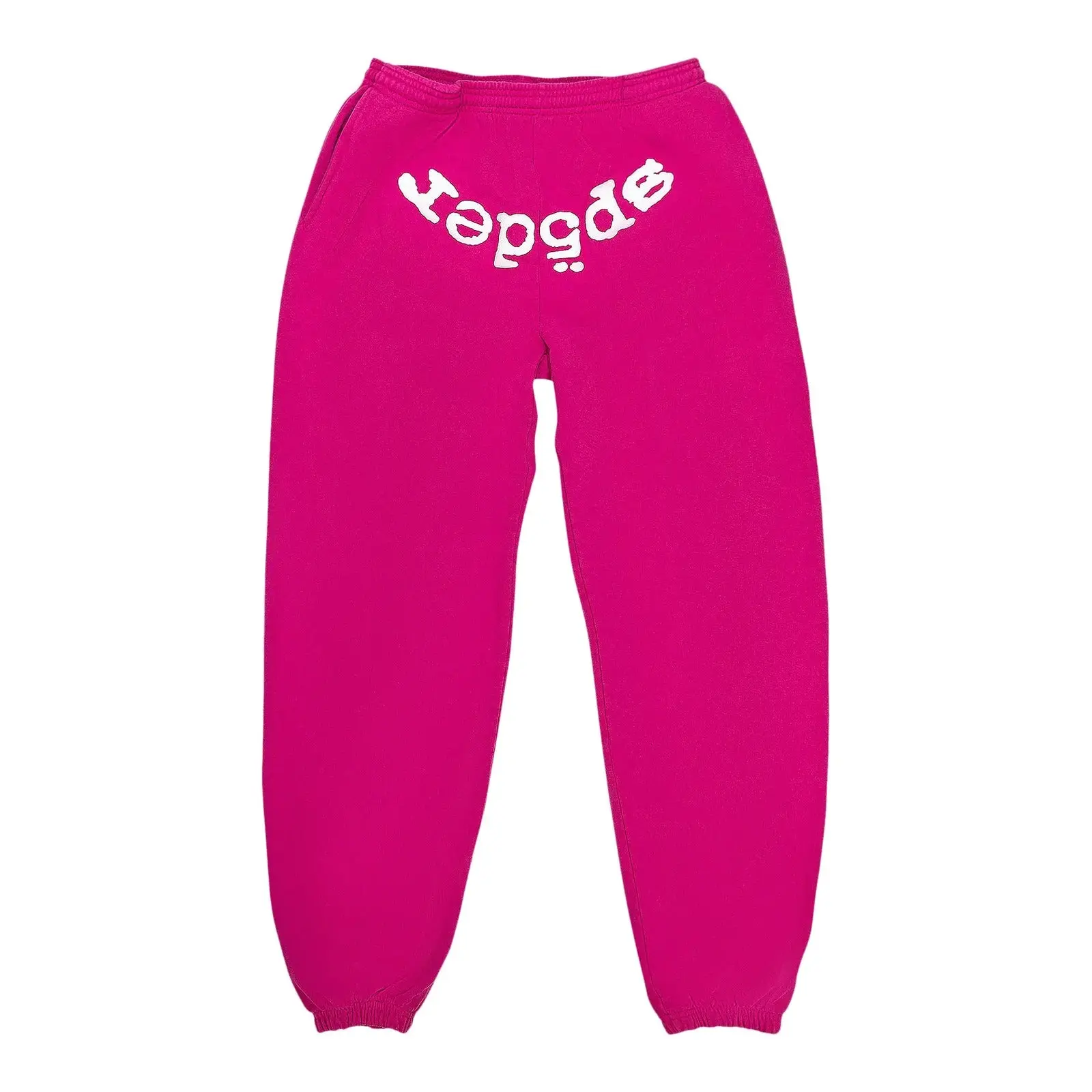 Men's Sp5der Legacy Web Unisex Sweatpants - Pink & White Joggers, 100% Authentic (Authenticity Guaranteed), In Stock & Ready to Ship, S/M Multi-Size
