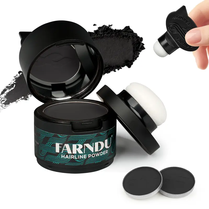 FARNDU Hairline Powder | For Roots and Hair Loss | Instant Coverage Thinning Hair | Color Touch - Ups | Dual - Brush Design & Extra Replacement Packs | Natural - Looking