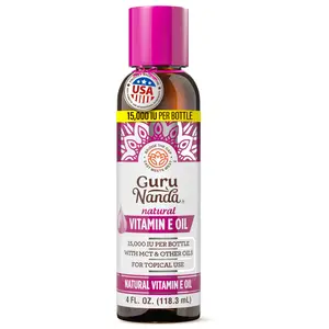 GuruNanda Vitamin E Oil 15,000 IU for Nourishing Skin, Hair & Nail Care - 4 Oz
