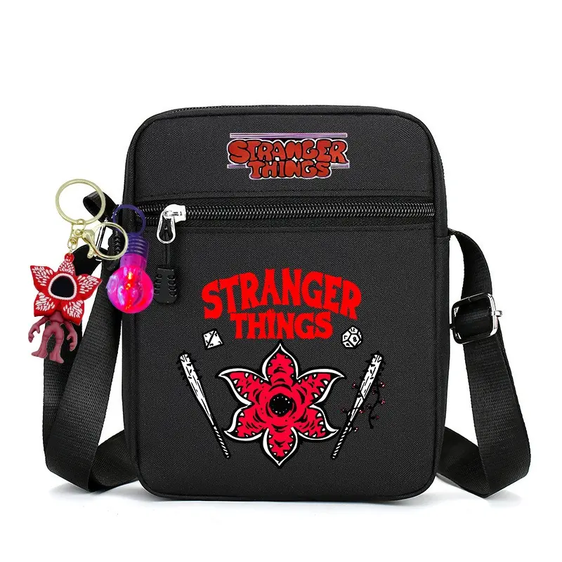 Stranger Things Men's Small Crossbody Bag - Waterproof Oxford Portable Mini Messenger Bag for Boys with Monster Charm
