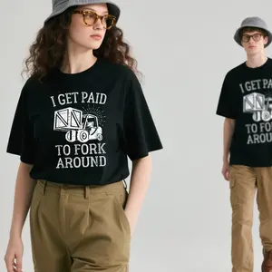 Women's Casual Short-Sleeve Light T-Shirt - "I Get Paid to Fork Around" Funny Certified Forklift Driver Top, Chic Crew Neck Streetwear for Birthday, Sun-Ready Unisex Wear Clothes Womenswear