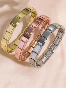 Stainless Steel Minimalist Bracelet, Italian Module Pendant Bangle, Daily Use Elastic Chain, Light Luxury Design, Women Personalized Jewelry Gift, Stackable Bracelets, Trendy Stack Bangle