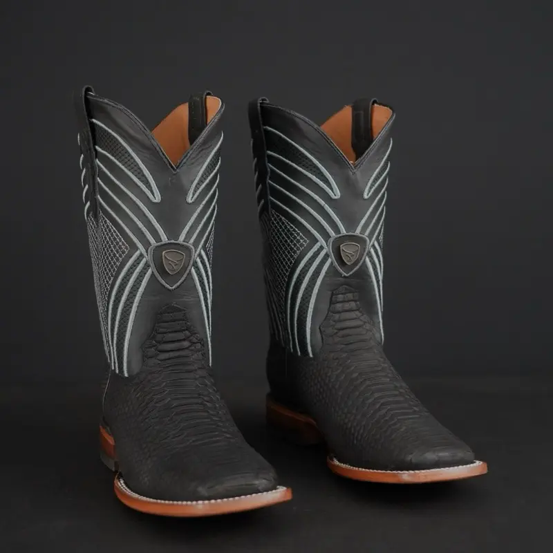 080 Embossed Cowhide Mate Viejo Print Botas Vaqueras de Mexico Western Boots Ranch - Comfortable Insert, Squared Toe, Pull On Style