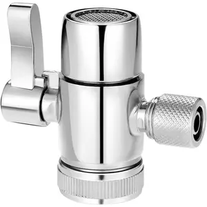 3/8" Faucet Diverter Valve, Kitchen Bathroom Faucet Splitter Adapter for Tubing Replacement Part, Bathroom Vanity Metal Sink Connector, Single Handle