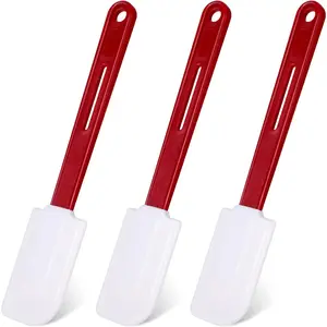 Set of 3 High Temp  Spatulas Heat Resistant Rubber Commercial Heavy Duty  Scraper Spatula with Handle for Kitchen Baking Cooking(10 x 2 Inches,Spatula)