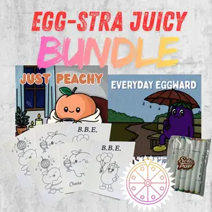 Egg-stra Juicy Bundle: Peachy & Eggward Educational Flash Cards, 6 Greeting Cards, 6 Acrylic Markers (mark Tool), Whimsical Art Supplies for 12+ Years, Kdp-Compatible Items