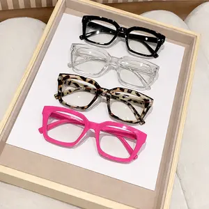 4-Pack Y2K Square Blue Light Blocking Glasses – Retro Thick Rim Trendy UV400 UV Protection Eyewear