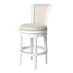 Maven Lane Pullman Wooden Swivel Kitchen Bar Stool, Alabaster White Finish