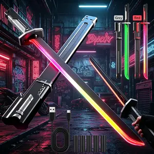 31.5 Inch Cyberpunk Samurai LED Light-Up Katana Toy, RGB Multi-Color Lights Durable Collectible Hobby Prop, High Playability Role Play Accessory for Cosplay, Raves & Festival Events, Perfect Novelty Easter Holiday Gift for Teens & Adults, USLocalInStock,