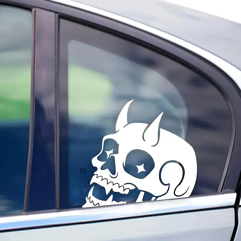 1PC Suitable for car window decor Trendy meme-style skull decal Trendy meme car exterior sticker Cross-border trendy meme car accessory Fits fashion car exteriors Trendy meme personalized style decor goodie Car Decals Decal For Cars