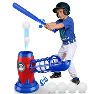 Kids Automatic Baseball Pitching Machine Set, Baseball Stuff with Extendable Bat, 10 Balls, Easy Assembly, Outdoor Backyard Sports Toy for Boys & Girls, Builds Hand-Eye Coordination & Reaction Skills