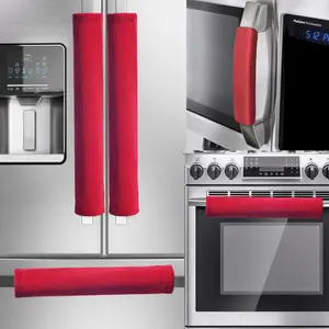 OUGAR8 Refrigerator Door Handle Covers,Keep Your Kitchen Appliance Oven,Dishwasher,Mirowave Clean from Smudges, Fingertips, Drips, &Food Stains, Perfect for Dishwashers (5pcs,Red)