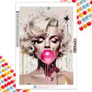Marilyn Monroe Pattern DIY Diamond Arts Colorful Painting Kit without Frame, DIY 5D Diamond Arts Colorful Painting Kit, Wall Art Decor for Home, Diamond Pattern Design, Diamond Painting Kits