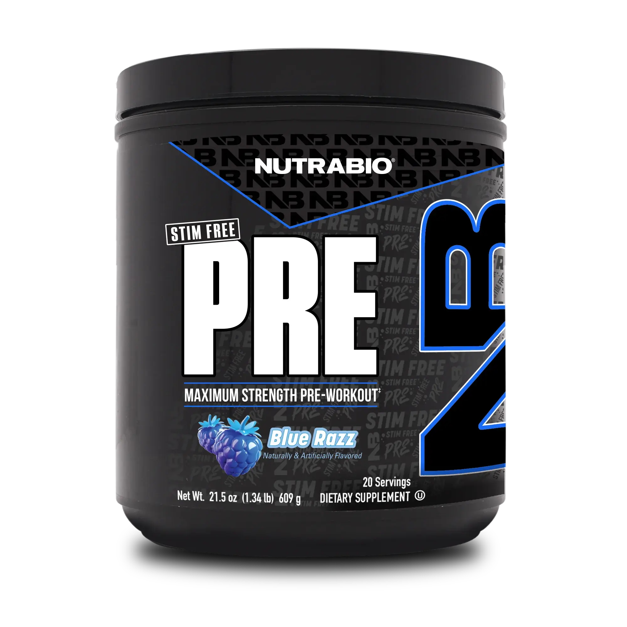 Nutrabio Stim-Free Pre-Workout Powder - 21.5 oz Health Fitness Supplement for Muscle Support, Hydration, Energy and Focus, Fitness Preparation