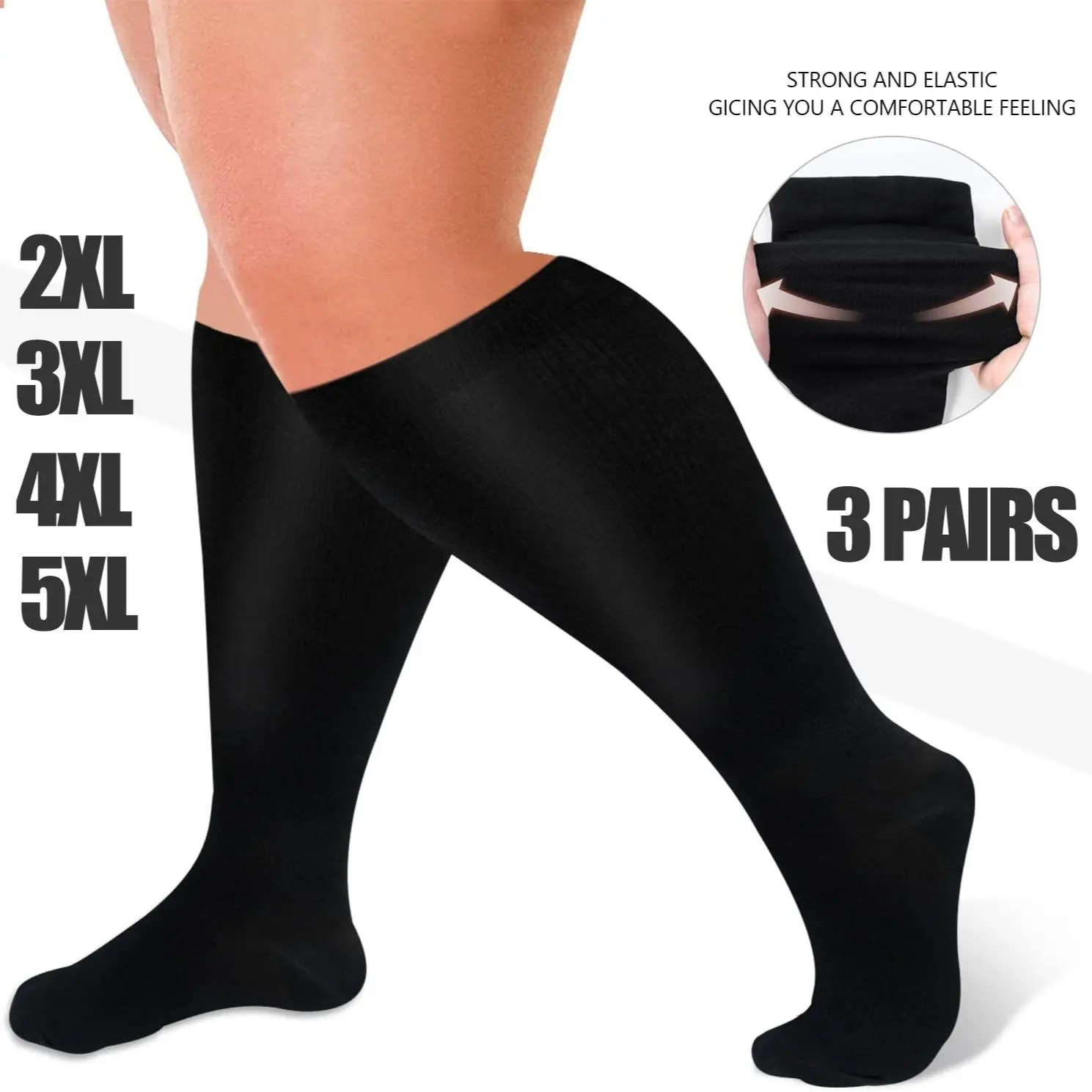 3 Pairs Plus Size Copper Sports Compression Socks for Women & Pregnancy & Men Better Best for Adult Nurses Athletic Running Nurses Hiking Cycling