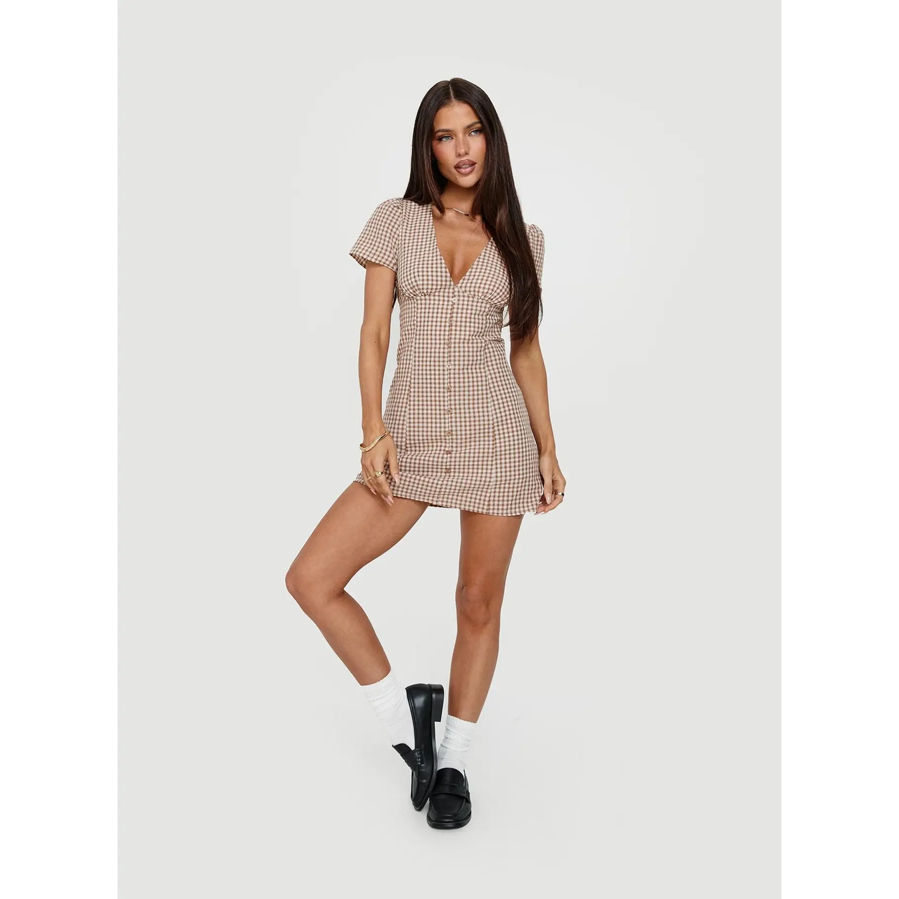 Loveliness Romper Brown Check Loveliness Romper Brown Check